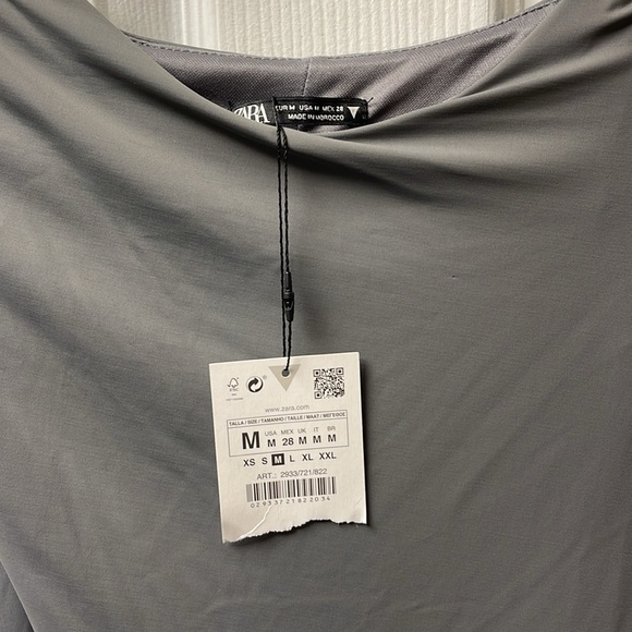 Zara One Shoulder Gray Dress - Picture 3 of 7